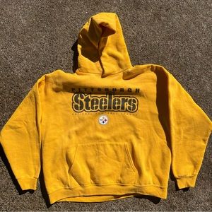 Men’s Yellow Pittsburgh Steelers NFL Team Apparel Hoodie Size XL